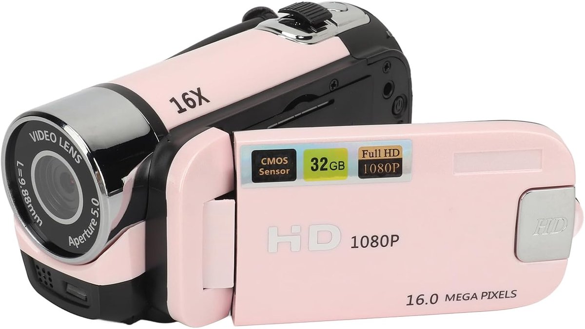 SnelShoppen - D90 1080P Digitale Videocamera Camcorder 16MP 16X Zoom Vlogcamera met Vullicht, 2.4 Inch Rotatiescherm, DV Camera voor Studenten en Begi