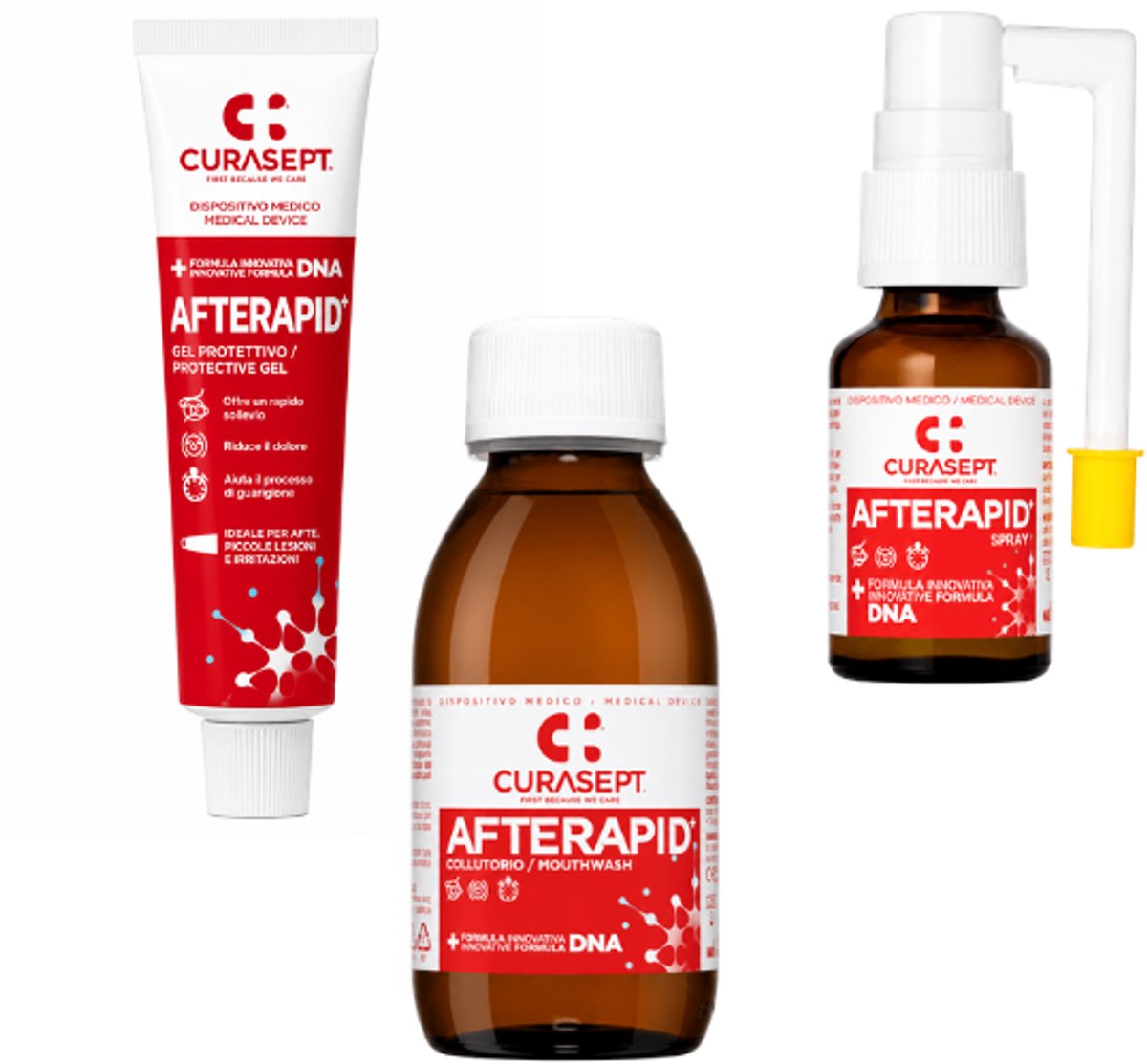 Curasept AfteRapid Pakket - Mondwater, Gel & Spray - Bij Aften & Mondzweertjes