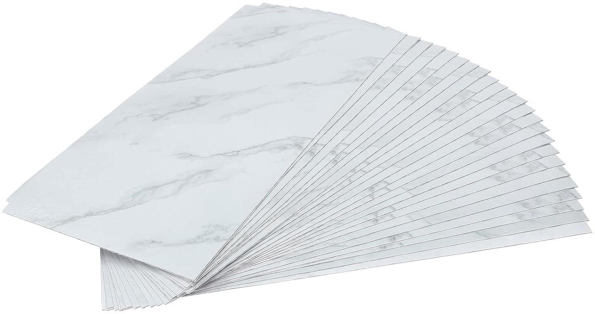 Zelfklevende Vloertegels - PVC Tegels Steenlook Tegels - Vloer Renoveren - 13 mm Dik - 24 stuks - Wit