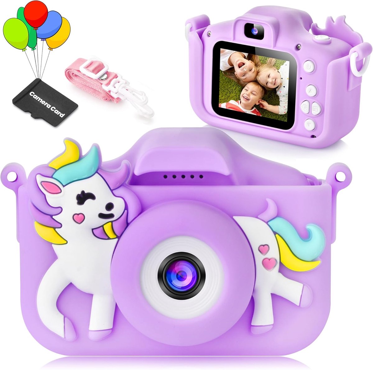 ARNSSIEN Camera voor Kinder, 1080P HD Video Camera speelgoedcadeau voor 3-12 jaar, Duurzaam Creatief Verjaardagskerstmis Dagelijks Cadeau ideaal,mit 10 Puzzelspellen & 32GB Kaart