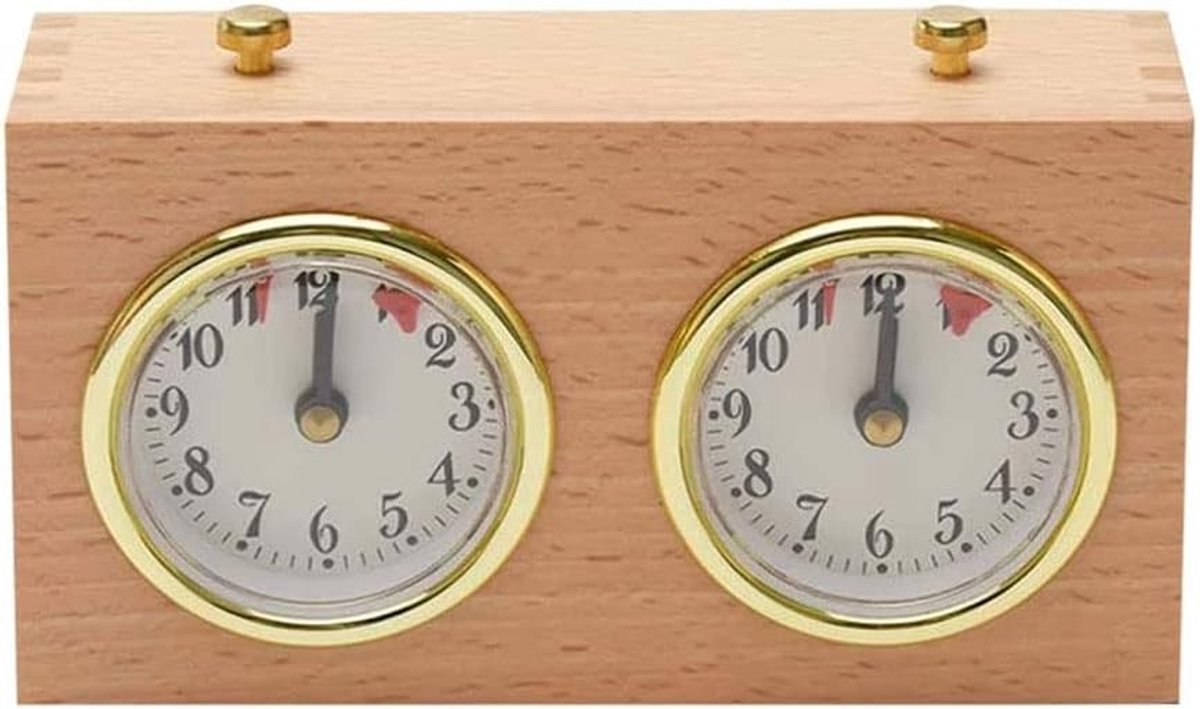 Professionele Mechanische Schaakklok voor Toernooien - Analoge Countdown Timer voor Bordspel Enthousiastelingen (Geel)