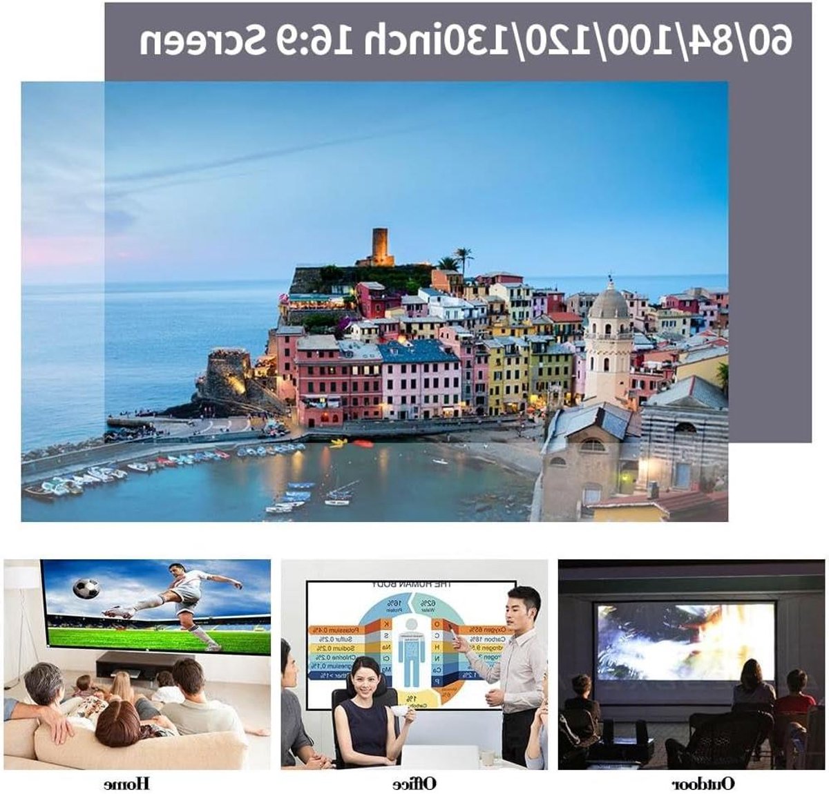 Projectiescherm - Beamerdoek - Films Kijken - Hoge Helderheid - 130 Inch - Grijs