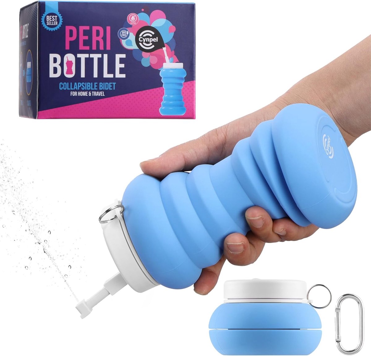 SnelShoppen - Vouwbare en draagbare bidet voor intieme hygiëne na bevalling – 600ml intieme douche voor vrouwen – Peri fles – Blauw