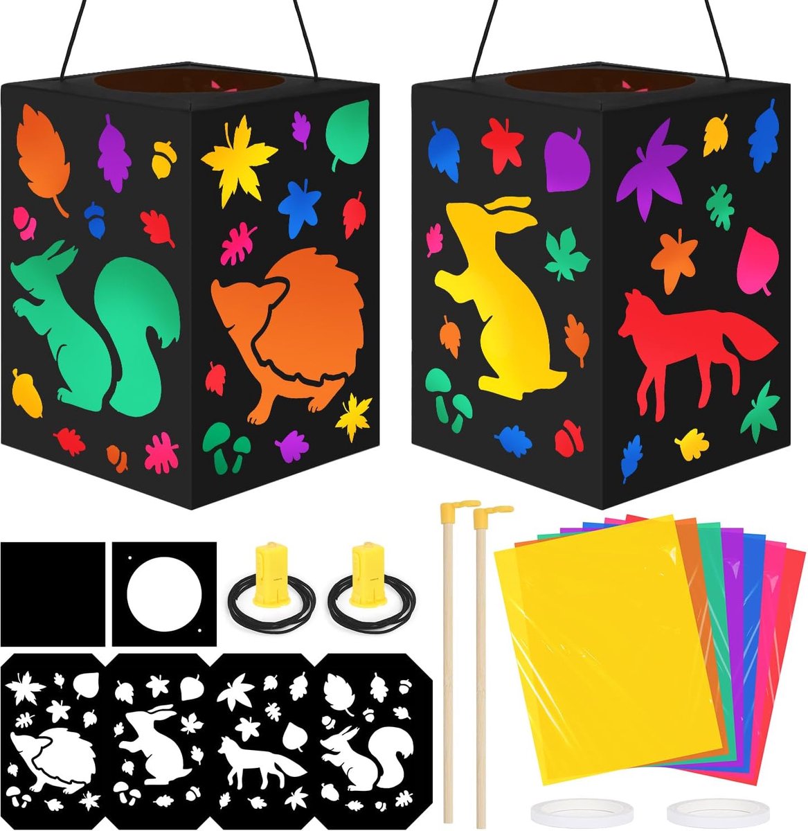 Lantaarnset, 2 stuks, 14 x 20 cm, Martin-lantaarn, dierenlantaarns, cadeau voor feestjes met lantaarns, Halloween-martin-lantaarns