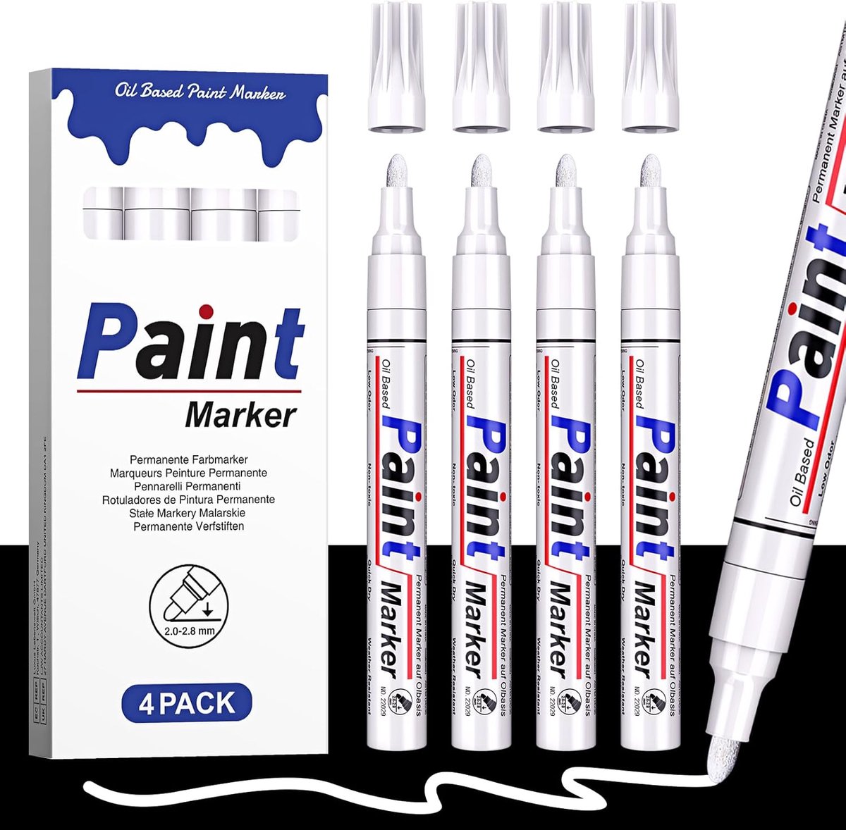 SnelShoppen - Witte Verf Stiften Set - Permanente Verf Markers 2-2.8mm Rond Punt - Watervaste Oliegebaseerde Inkt - Voor Steen, Metaal, Glas, Hout, Pl