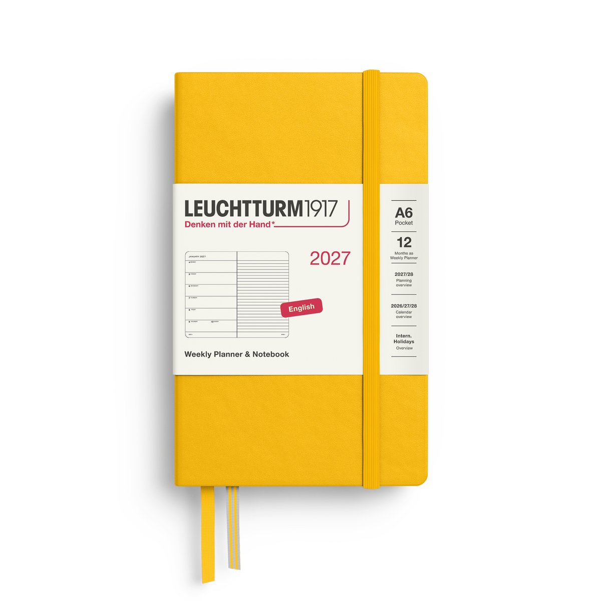 Leuchtturm1917 - 2027 - Zak Agenda en Notitieboek - A6 Pocket 9x15cm - sunflower - hardcover