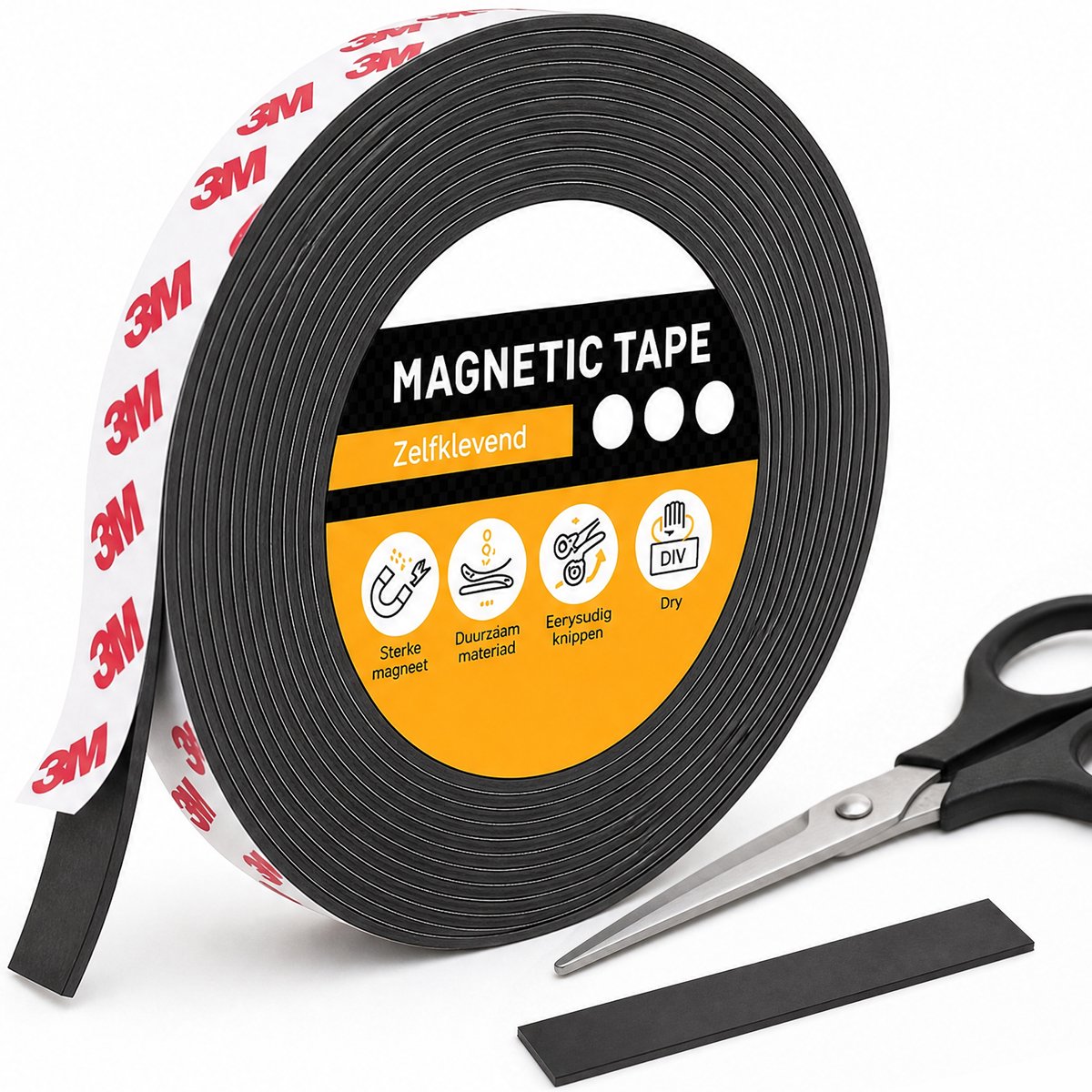 Luft Zelfklevende magneetstrip - 12m - 1cm breed - Magneetstrip - Magneten - Magneetband - Magnetische - Whiteboard - Tape zwart