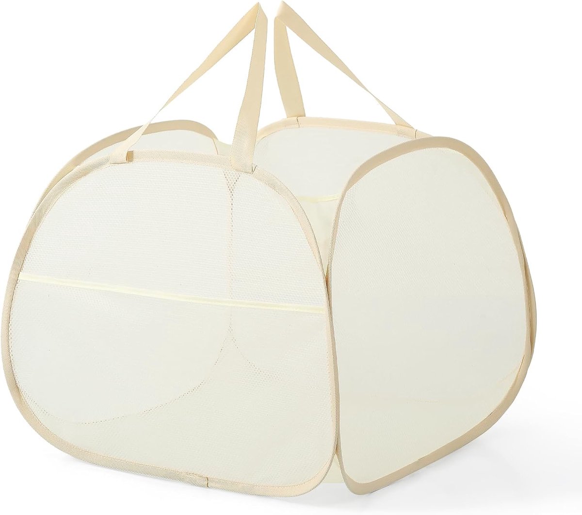 Wasmand opvouwbaar 48x48cm - Beige polyester - Lichtgewicht en duurzaam - Ideaal voor studentenhuis - SnelShoppen