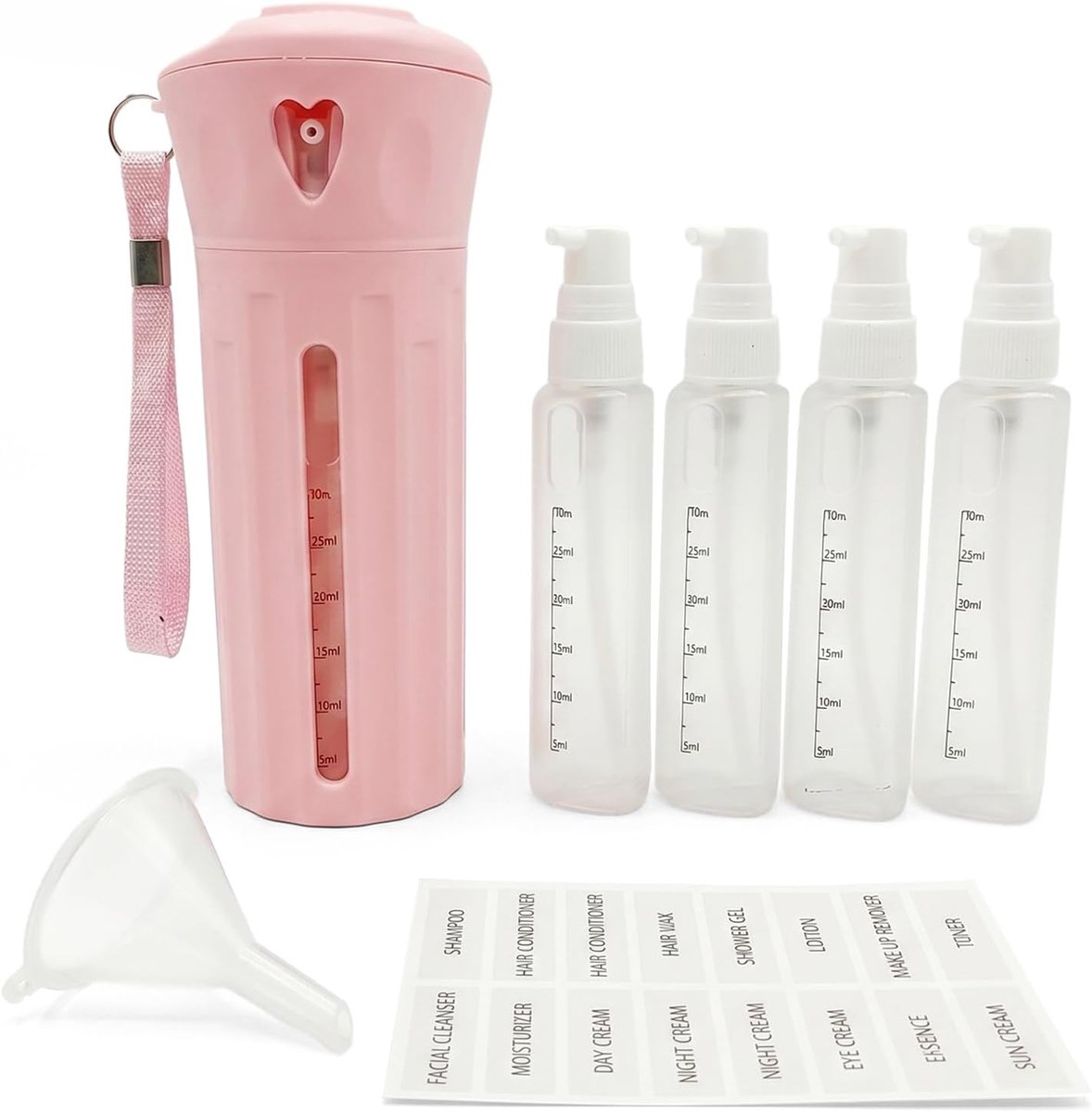 4-in-1 reisdispenser om te vullen, lekvrije reisflessenset voor