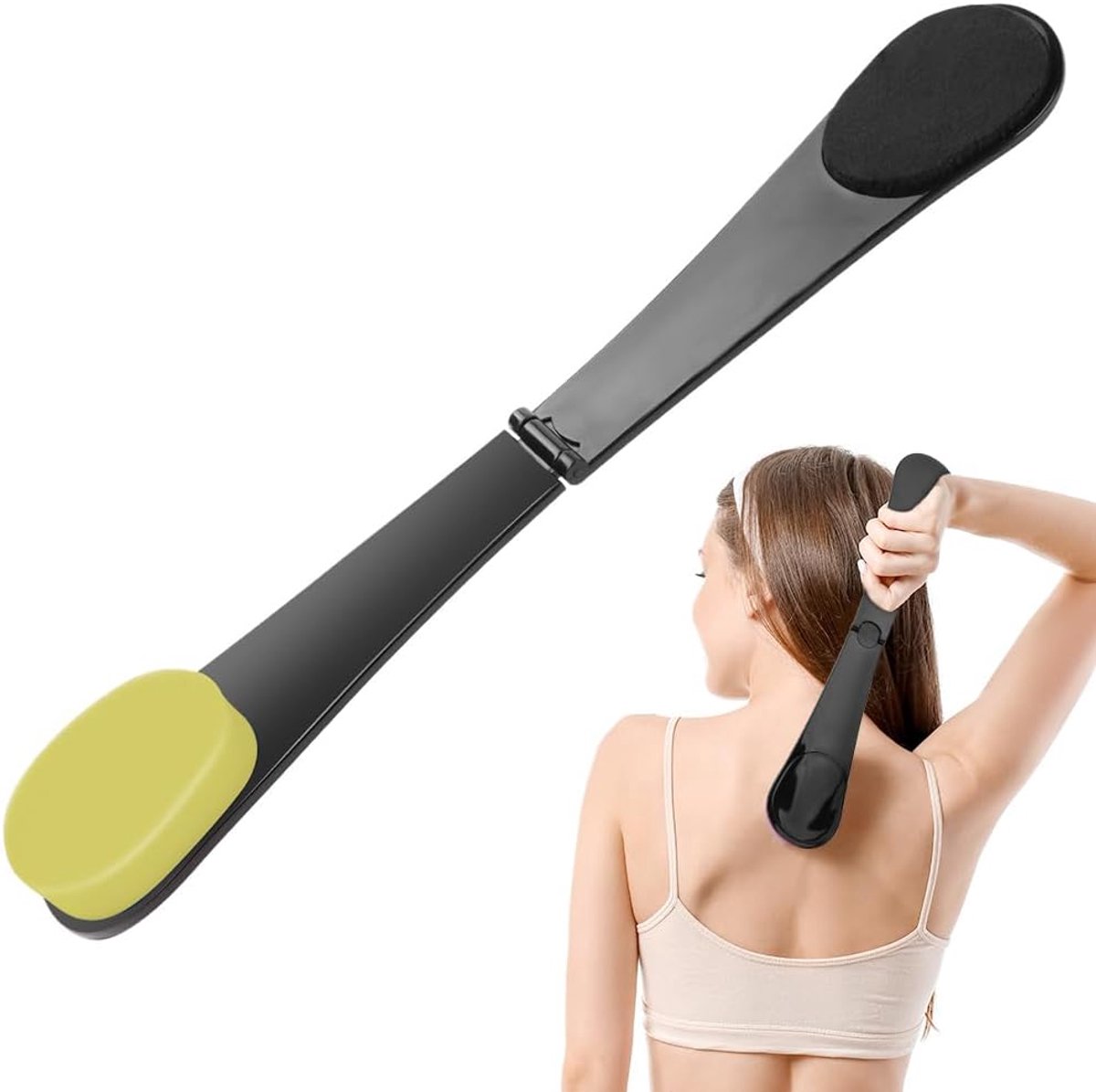 Zelfbruinende rugapplicator, herbruikbaar applicatietool, lotionapplicator voor rug, zelfbruinende rugapplicator werkt met bruiningscrème, zelfapplicator op de rug voor looiende lotion, mousse