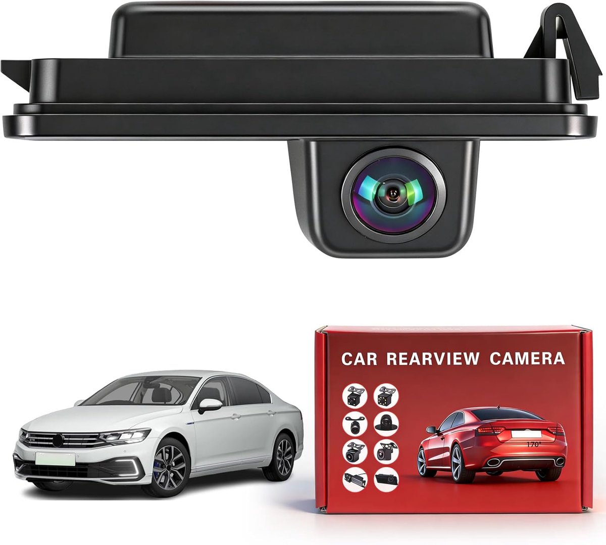 1080P auto achteruitrijcamera vervanging voor VW Polo 2004-2026 VW Golf 4 5 6 Skoda Superb 2008-2014, 170 graden groothoek auto nachtzicht achteruitrijcamera parkeercamera waterdicht