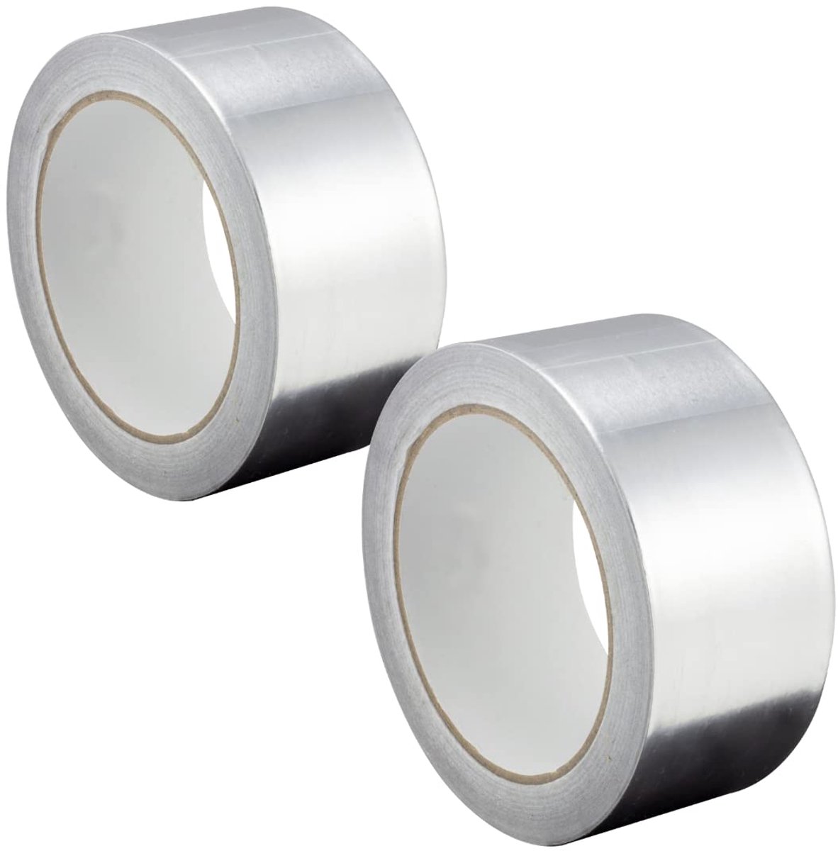 Aluminiumfolietape, 48 mm x 25 m, dubbele rol zelfklevende isolatietape voor isolatie, HVAC-reparatie, afdichtingskanalen en leidingen, 2 rollen