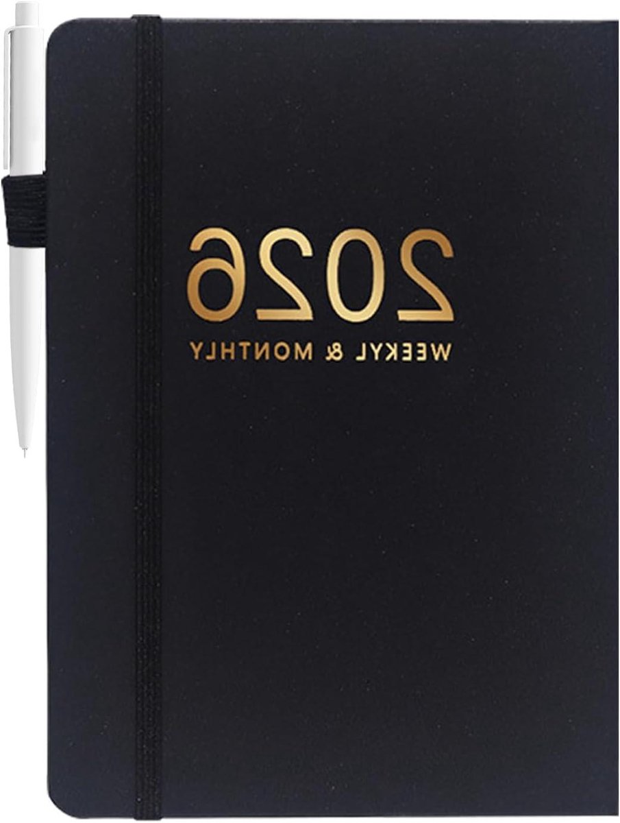 Agenda 2026 - Notitieboek Planner - Tijdmanagement - Verticale Opzet - A5 - Zwart