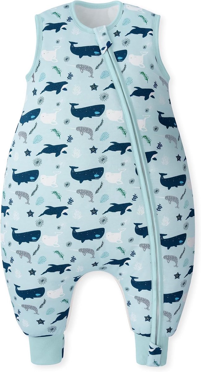 SnelShoppen - Baby Slaapzak 2.5 TOG met Voetjes voor Winter, 70 cm, Shark Design, Geschikt voor 6-18 Maanden, Ademend Katoen, Veilig en Comfortabel
