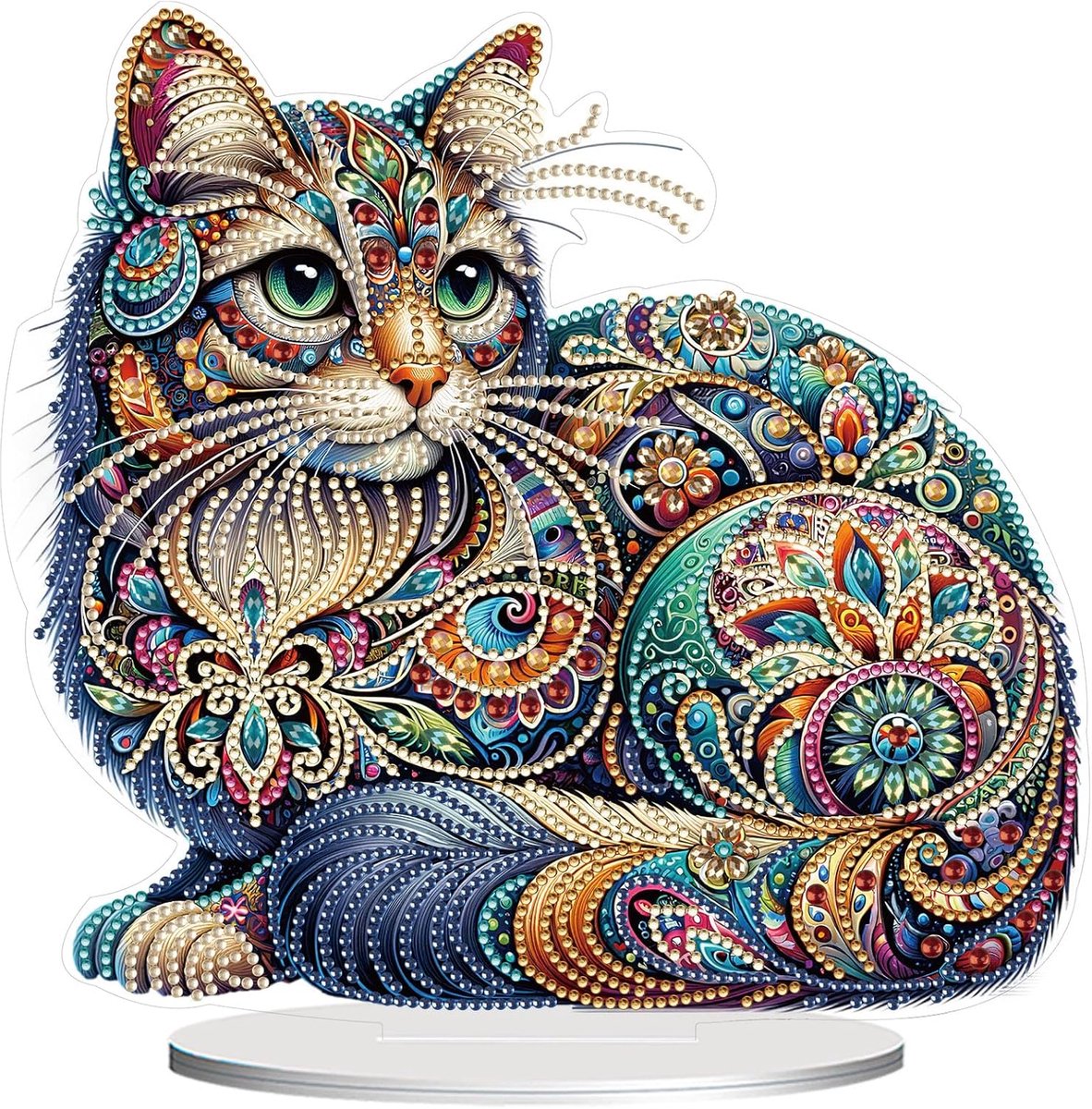SnelShoppen - 5D Diamant Schilderen Kit voor Volwassenen - Kat Acryl Tafeldecoratie - DIY Diamant Kunst Set voor Beginners en Kinderen - Compleet met