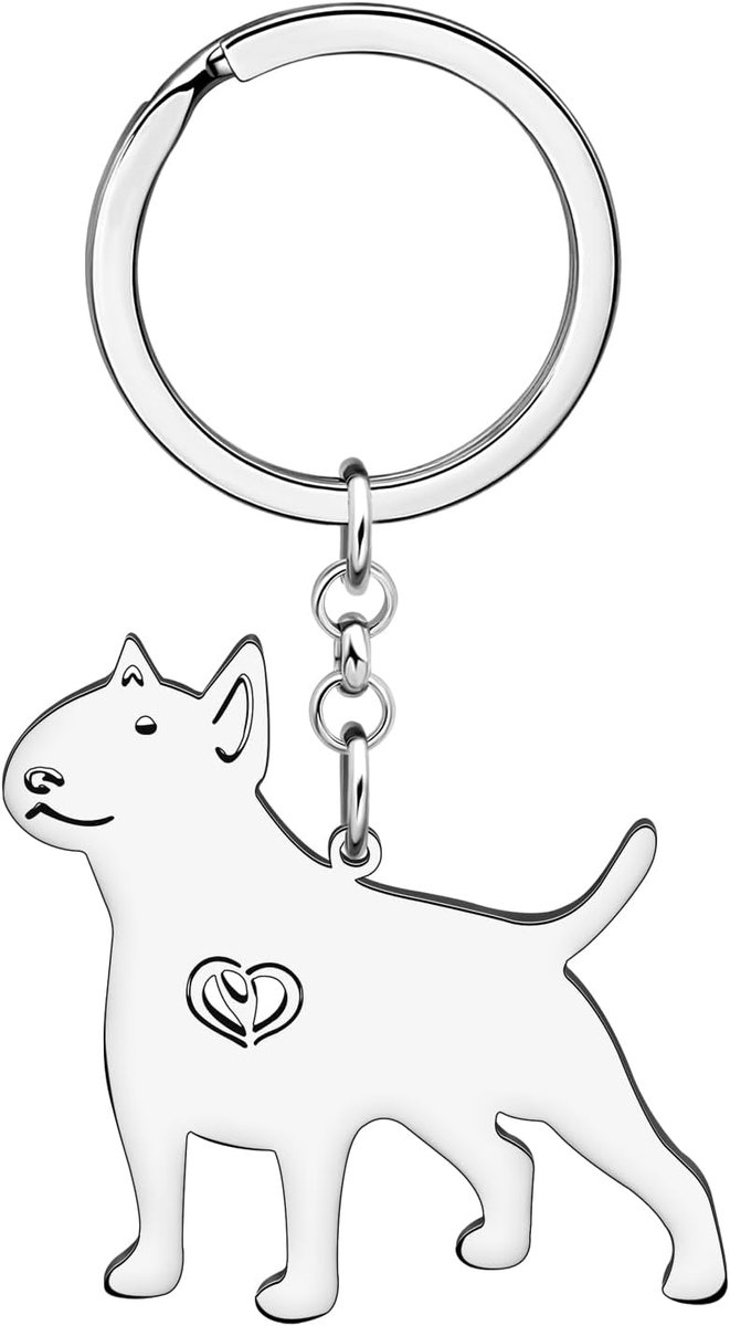 Leuke Schnauzer Hond Sleutelhanger Puppy Huisdier Sieraden Sleutelhanger Bull Terrier Geschenken voor Hondenliefhebbers Vrouwen Meisjes, Verzilverde Bull Terrier a, M