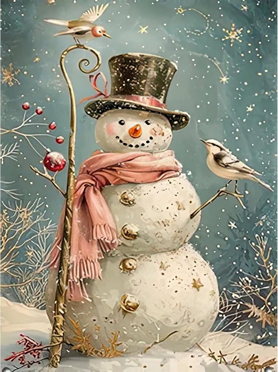 Sneeuwpop diamant schilderij kits, 5D kerstkrans diamant kunst