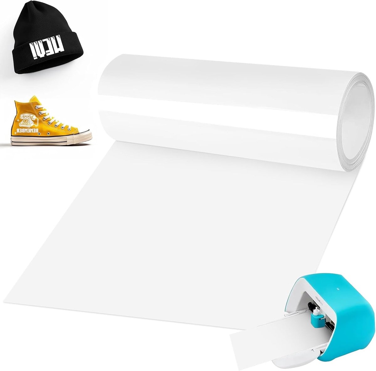 Iron on voor Cri-cut Joy, 14x200cm Wit PU-thermotransfervinyl