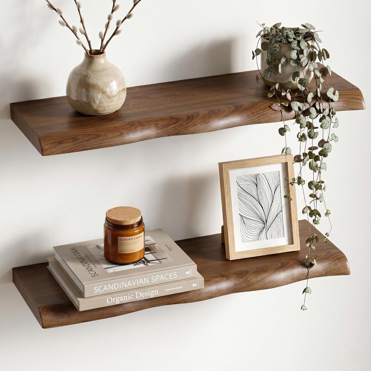 Set van 2 hangplanken met speciaal gevormde planken, wandrek van Mdf