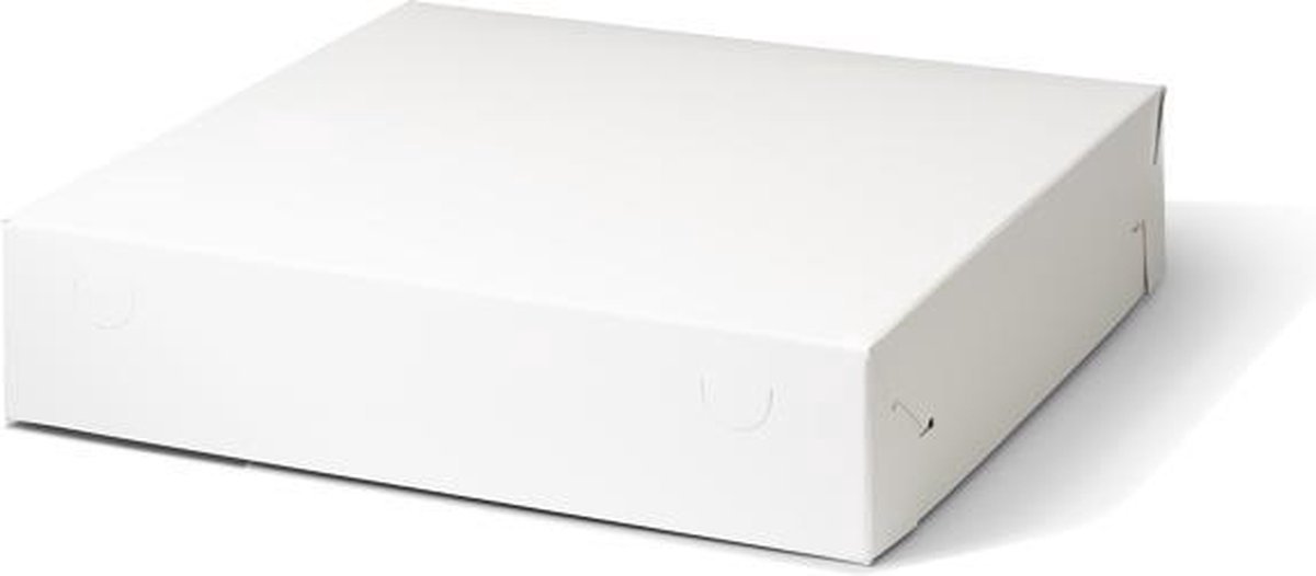 50 stuks - Taartdoos karton - 40x40x8 cm - wit - gebaksdoos karton - cake doos - zwanenhals