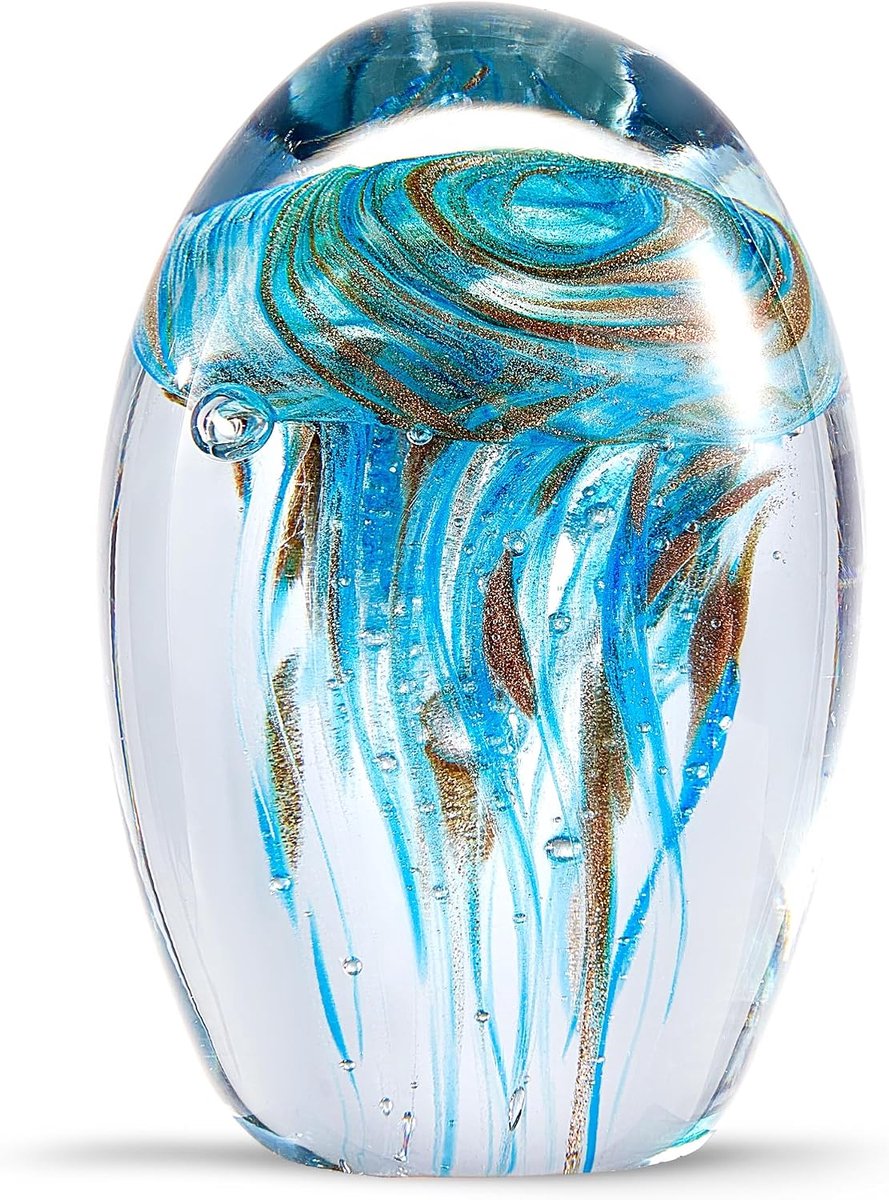 Handgeblazen glazen schelp beeldjes ornament, zeedier ornament voor woondecoratie, zeedieren collectie voor verjaardagscadeau, glazen zeeschelp (kwallen)