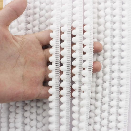 franjes, trim met franjes, 13 mm, kanten lint met pompon om te — afbeelding 2