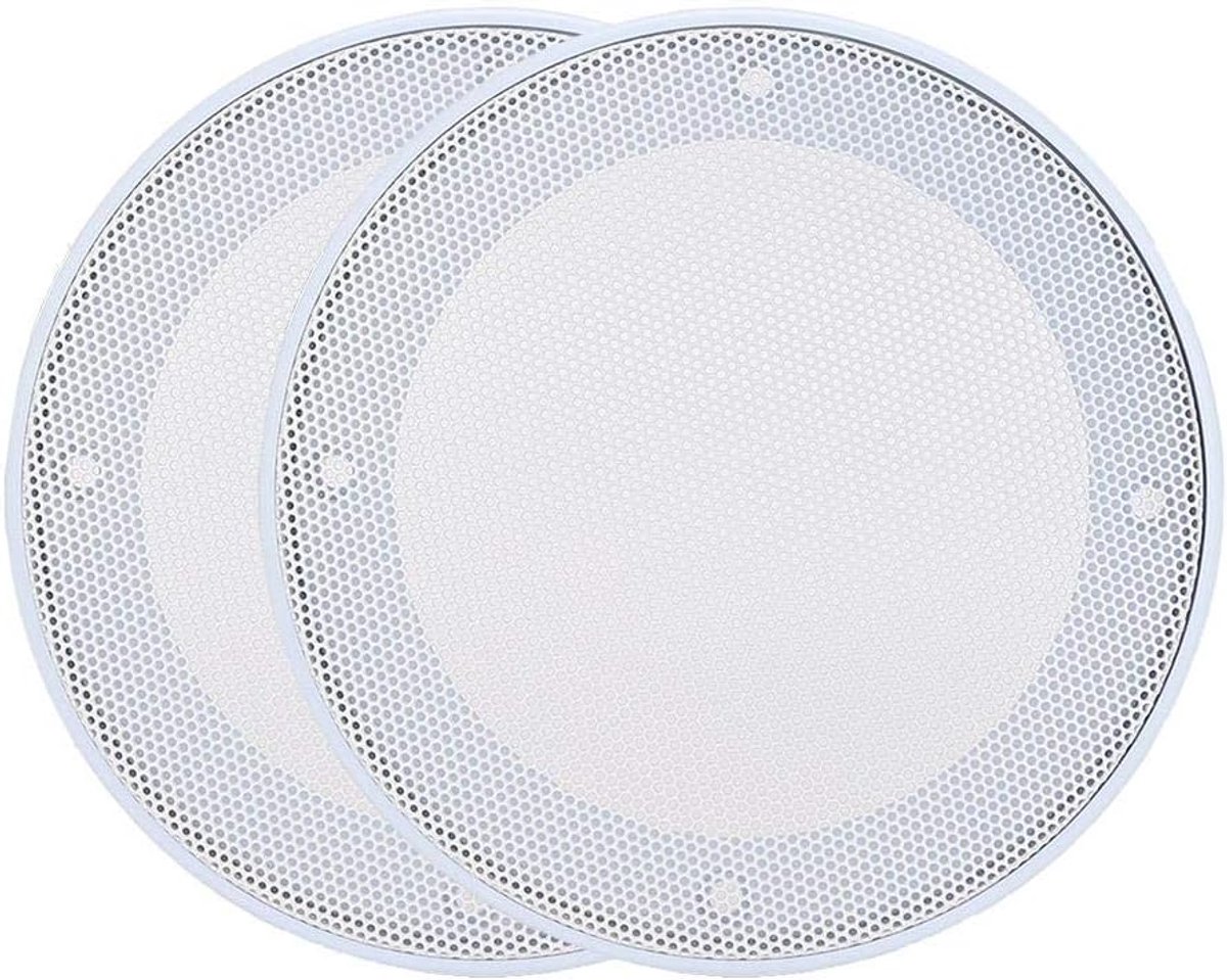 SnelShoppen - 2 Stuks Speaker Grille Grill, 4 Inch Speaker Cover Beschermende Grille in Wit, Decoratieve Speaker Bescherming voor Feest, Camping en Th