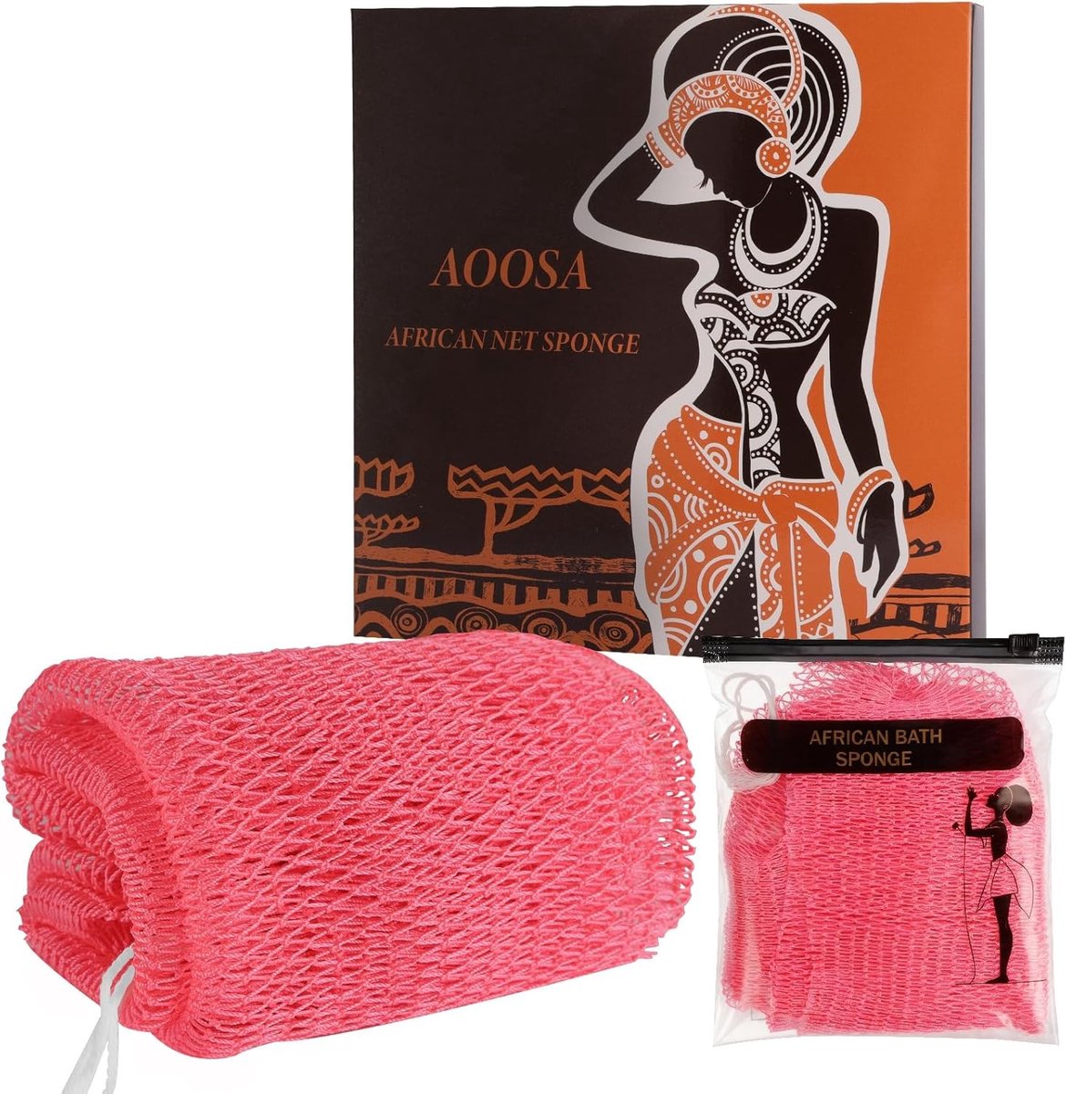 SnelShoppen - Exfoliërende Net Spons, Sneldrogende Afrikaanse Bad Spons met Knoppen, Lichaamsspons voor Scrubben, Voor Heren en Dames - Roze