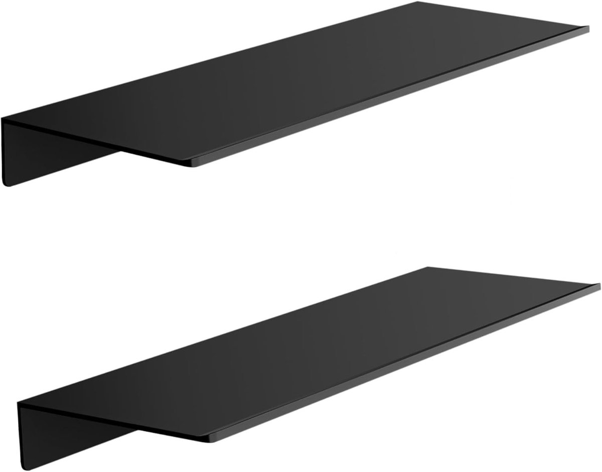 Set van 2 Zwarte Wandplanken, 40cm Zwevende Planken voor Decoratie in Slaapkamer, Woonkamer en Kantoor