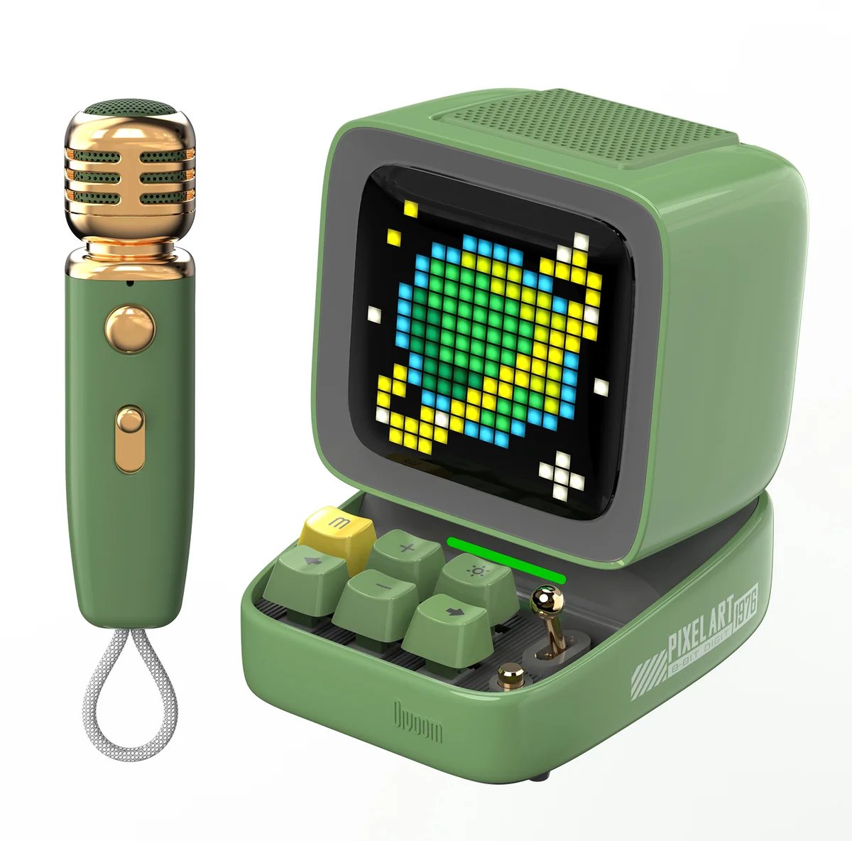 Divoom Ditoo 5-Mic Bluetooth Karaokespeaker 15W met Draadloze Microfoon, Pixel Art, Games en Wekker – Groen