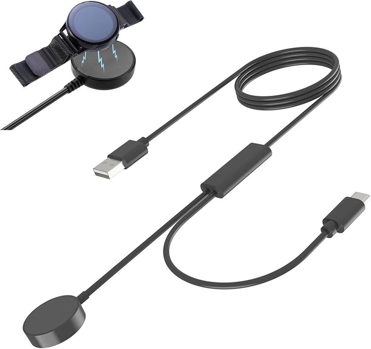 Draadloze Oplaadstation voor Galaxy Watch en Samsung Galaxy S22/S21 met Magnetische Oplaadkabel, Snelladen en USBC-ondersteuning