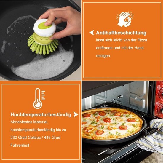 Set van 4 Ronde Pizza Platen voor Oven - 16 cm - Antiaanbaklaag — afbeelding 3