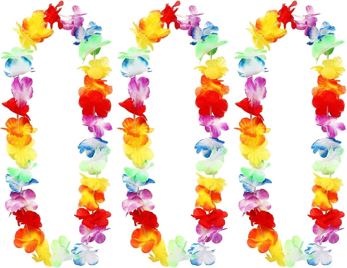 3 Stuks Hawaiiaanse Bloemenkettingen Leis Slingers - Hula Aloha Bloem Decoratie voor Feest en Strand