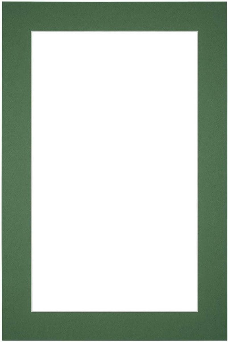 SnelShoppen - Passe-Partout Lijst 20x30cm Groen Karton met Bos Rand 4cm, Fotolijst voor 15x20cm Foto's, Perfect voor Thuis, Feest of Cadeau