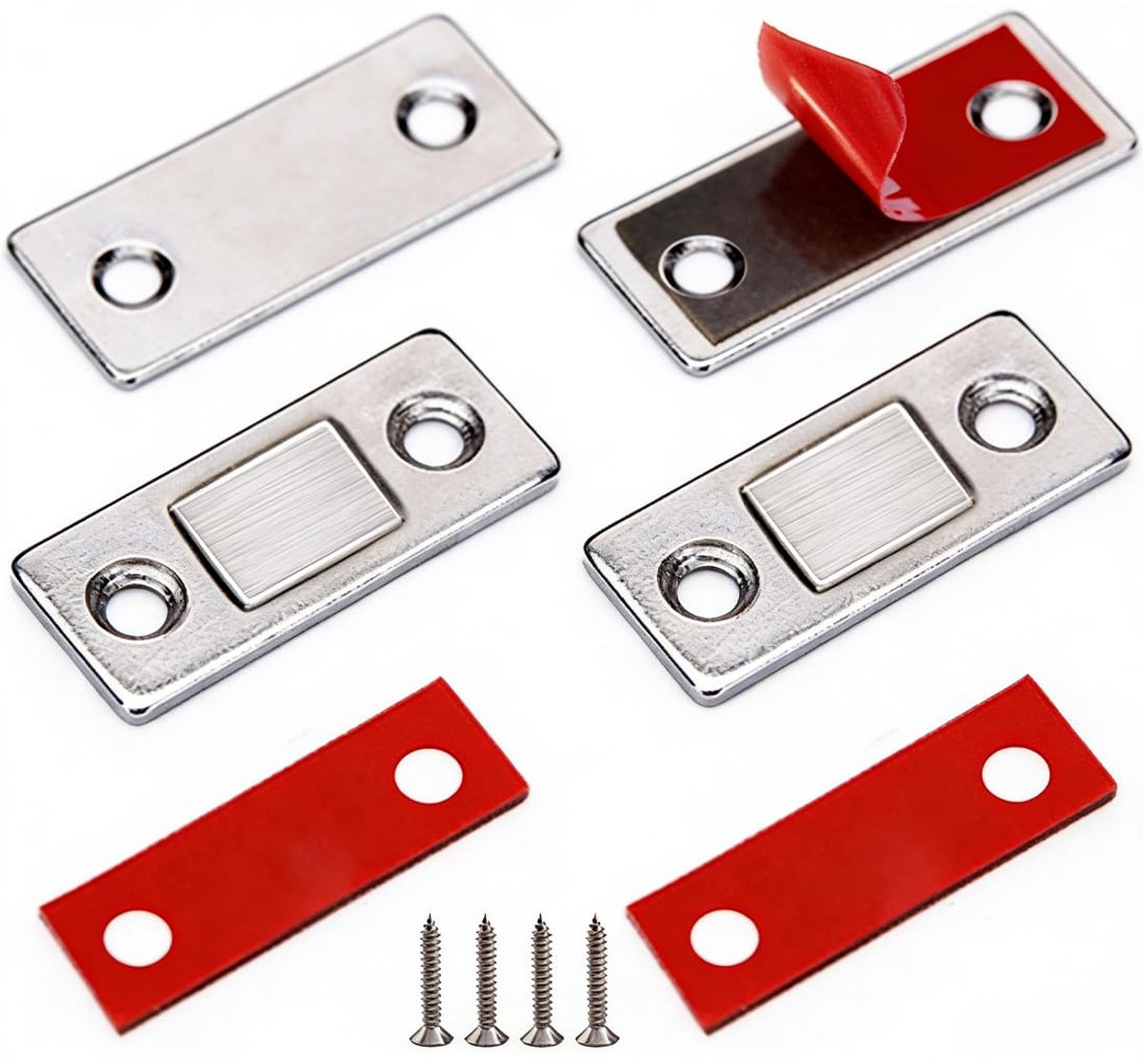 Deurmagneet 4 stuks - ultradun 42 mm - zelfklevend - sterke magneetsnapper voor kastdeuren - ShopVlot