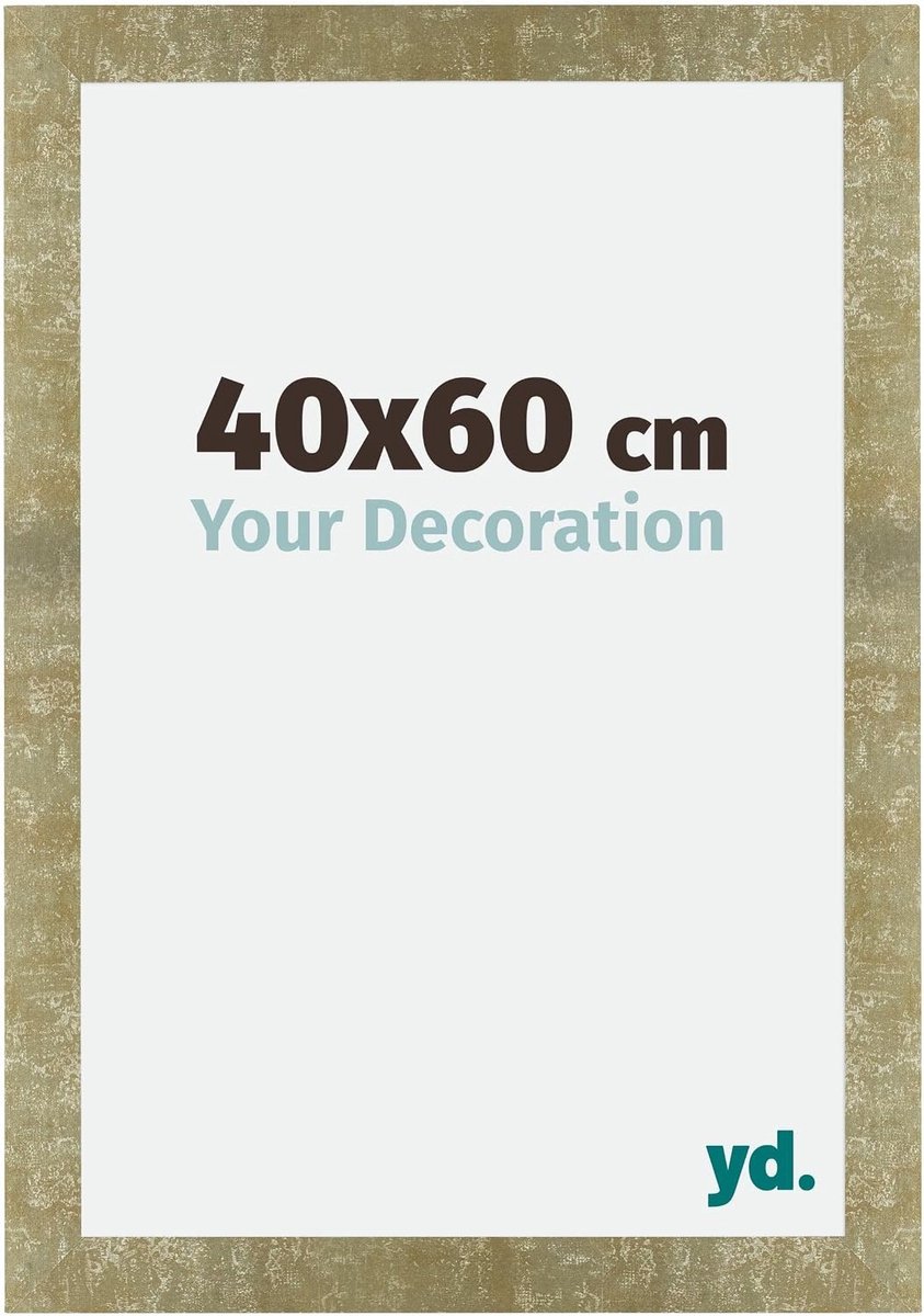 SnelShoppen - Luxe Fotolijst 40x60 cm - Antiek Goud - MDF Fotolijst met Acrylglas - Antireflectie - Muur Bevestiging voor Foto's, Posters en Puzzels