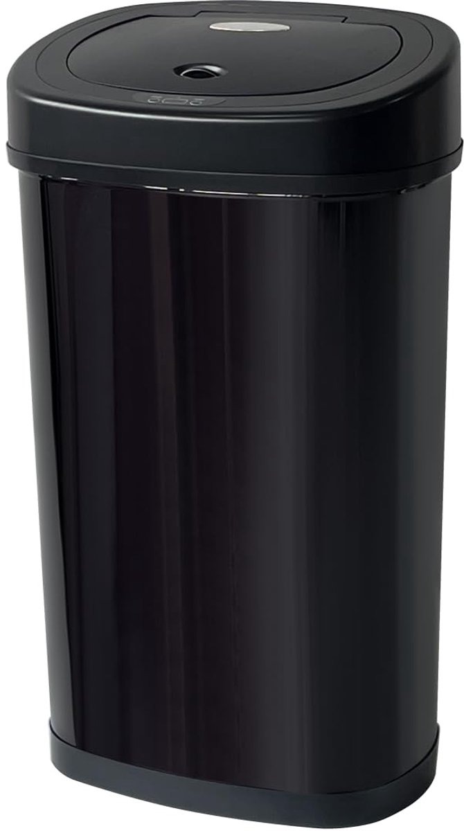 SnelShoppen - Afvalemmer met Sensor - 50 Liter - RVS - Soft Close - Vingerafdrukvrij - Modern Design - Zwart - Voor Keuken en Feest