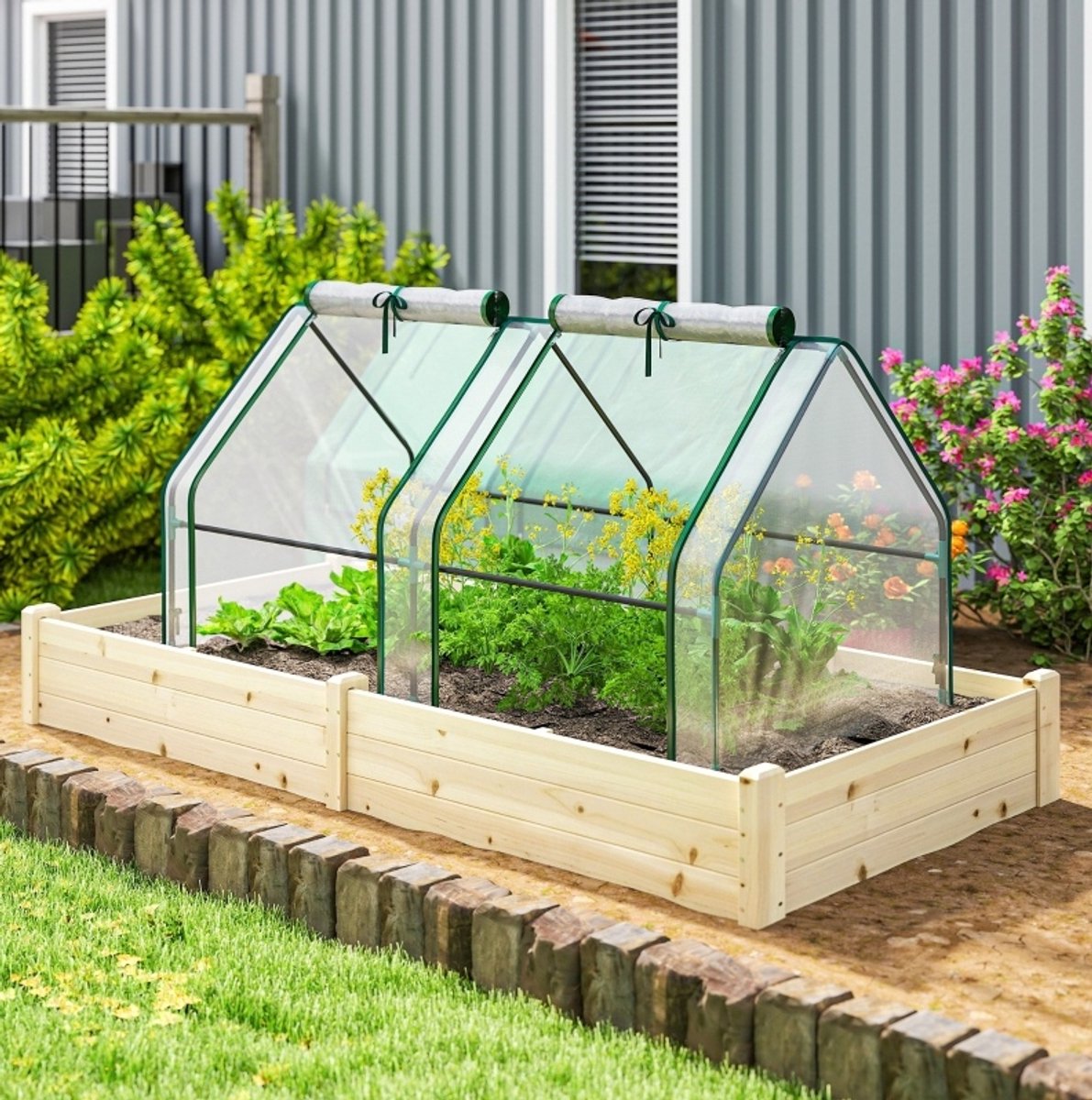 COVREO Foliekas 180 x 90 x 90 cm, transparant, staal met dubbele deuren