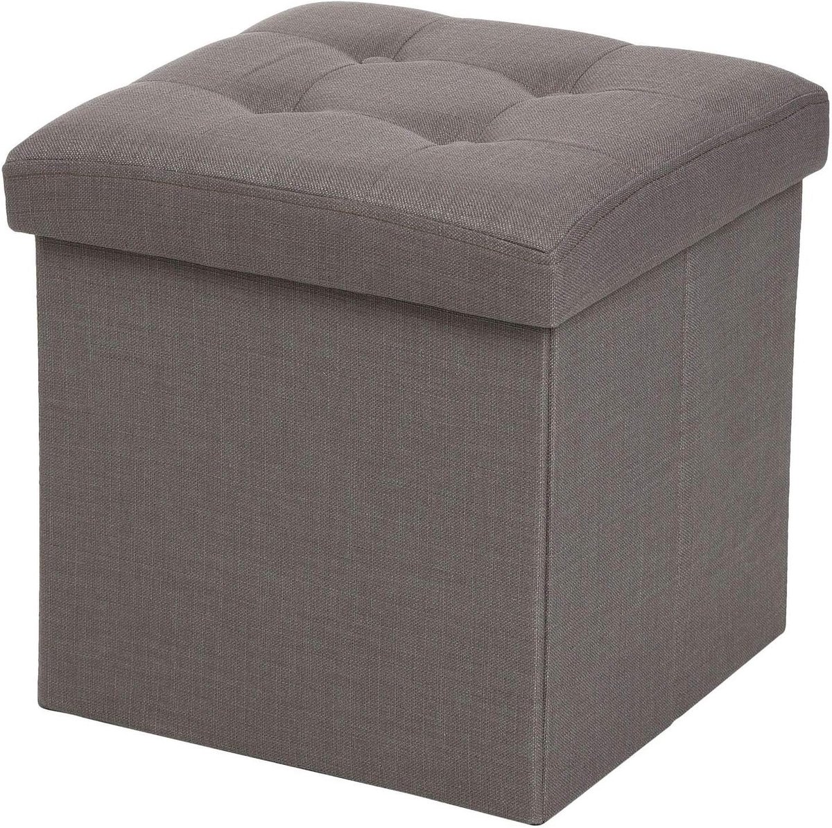 Opvouwbare Poef - Zetel Opberger - Extra Zitplaats - Met Opbergruimte - 38 x 38 cm - Grijs