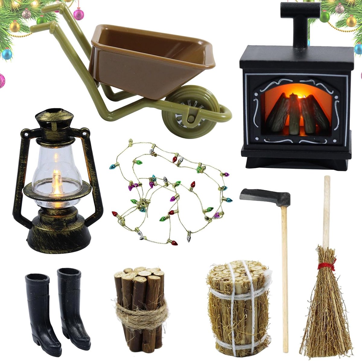 accessoires, 9 stuks poppenhuis miniatuur accessoireset, kabouteraccessoires kerstmeubels, miniatuuraccessoires voor kerstdecoratie, miniatuur kabouteraccessoires voor kabouters accessoires