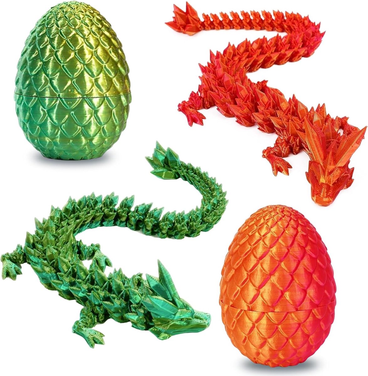 2 stuks drakenei, 3D-drakenkiguren in drakenei, decoratie, beweegbare 3D-bedrukte draak voor Pasen, cadeaus (B)