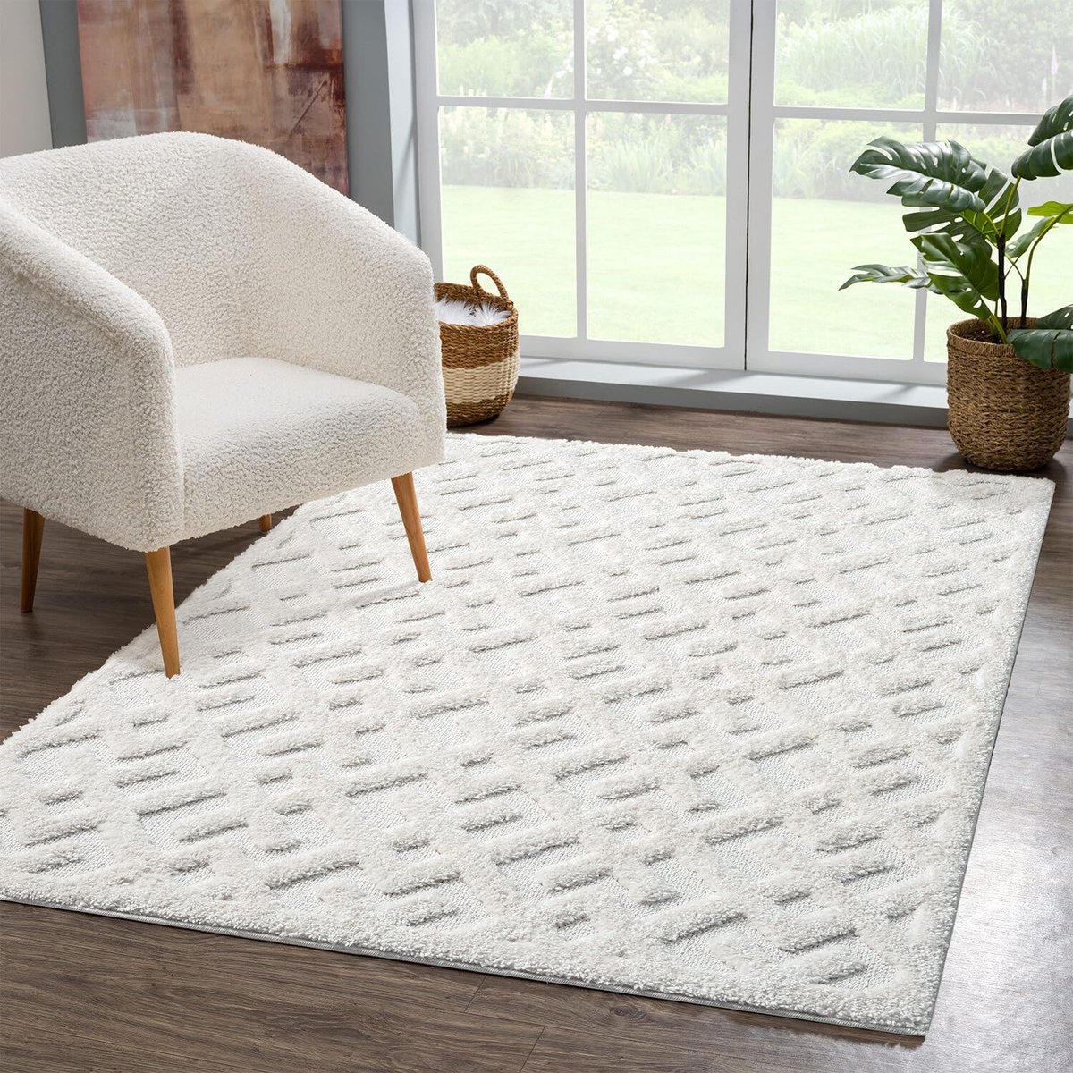 carpet city Skandi Vloerkleed voor woonkamer, hoogpolig, crème, 160 x