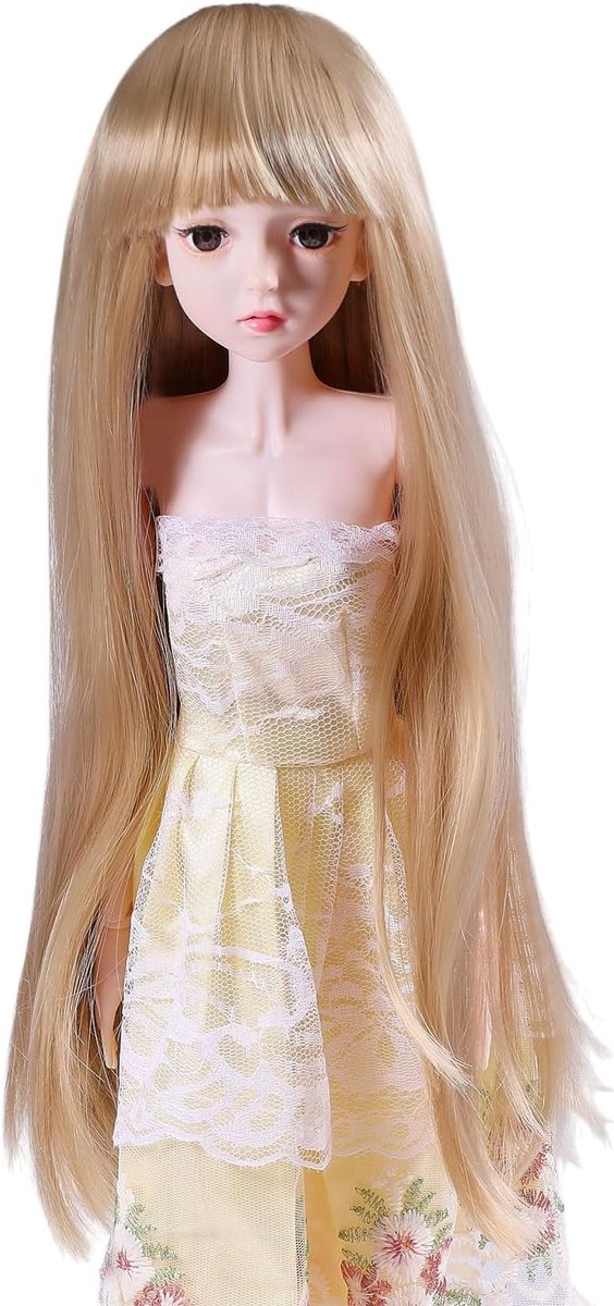 Haarlokken met pony, doe-het-zelf wollen figuur, haar voor het maken van poppenhaar en figuurpruiken, voor doe-het-zelf knutselwerk, blond