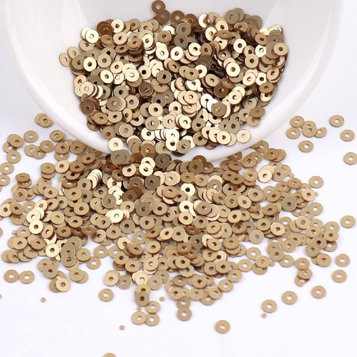 Pailletten knutselen, losse glanzende pailletten, glitterpailletten om op te naaien, rijgen voor doe-het-zelf naaien, kunsthandwerk, bruiloft, decoratief, goud, 3 mm