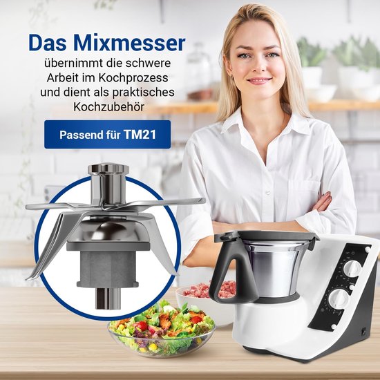 Alternatief Mes compatibel met Thеrmomix TM 21 - Kookaccessoire mixmes reservemes, roestvrij staal, inclusief afdichtring, voor keukenmachine — afbeelding 4