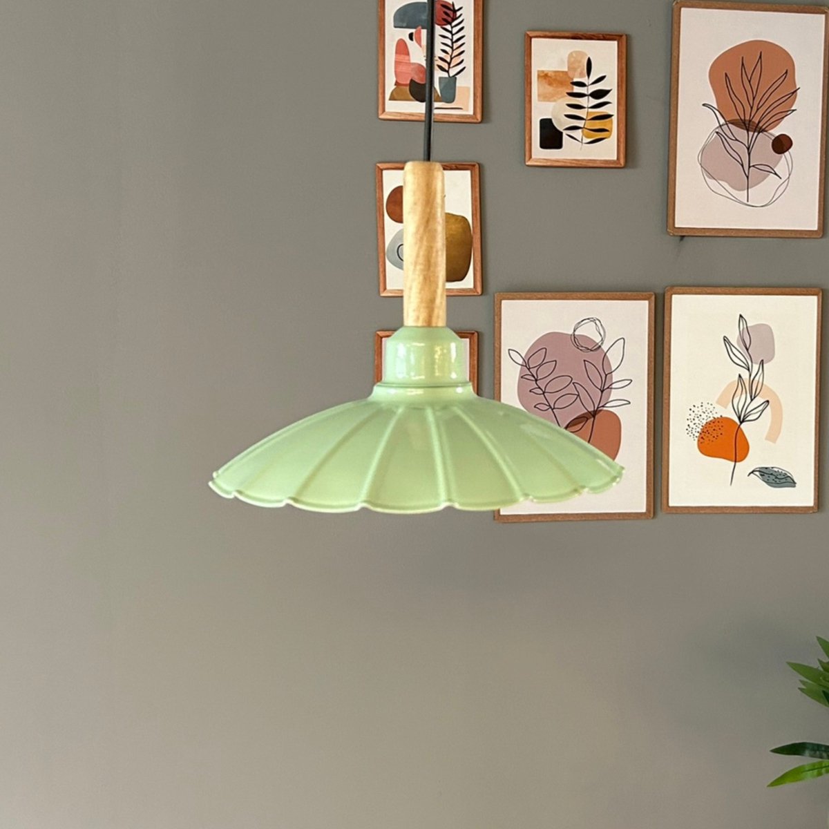 Bamyum Risso hanglamp, industriële Modern stijl, Ø25 cm, groen metalen lamp