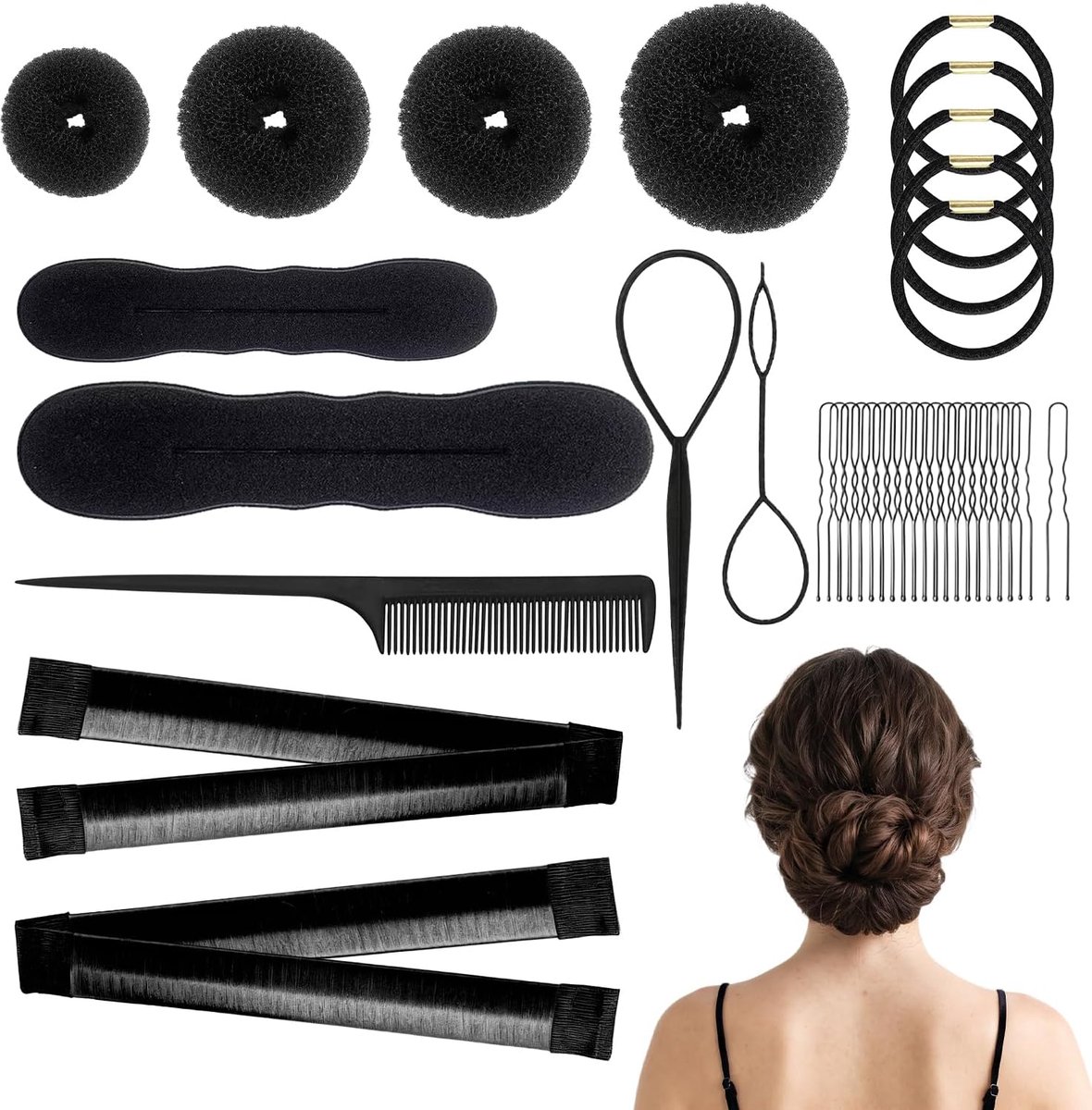 Knot Maker Set, 36 delig, donut knot maker, haar twist tool