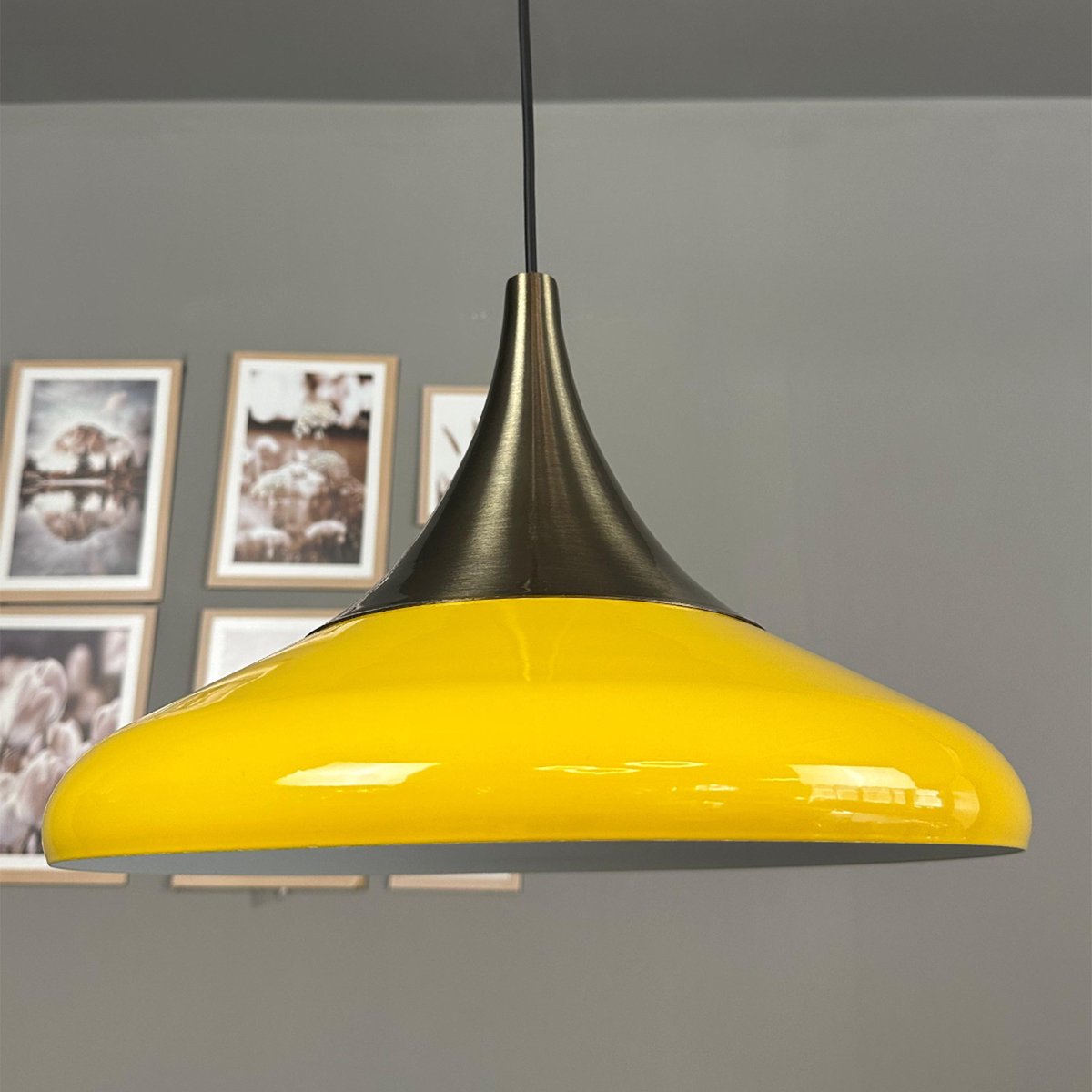 Bamyum Paladin hanglamp, industriële Modern stijl, Ø35 cm, geel metalen lamp
