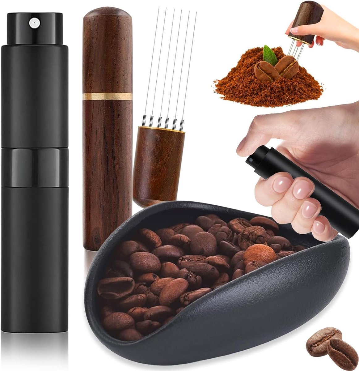 Bean Dispensing Cup Set, Koffieboon Spray Fles, Koffieboonlepels, Keramische Coffee Dispensing Cup met Rdt Spray Fles
