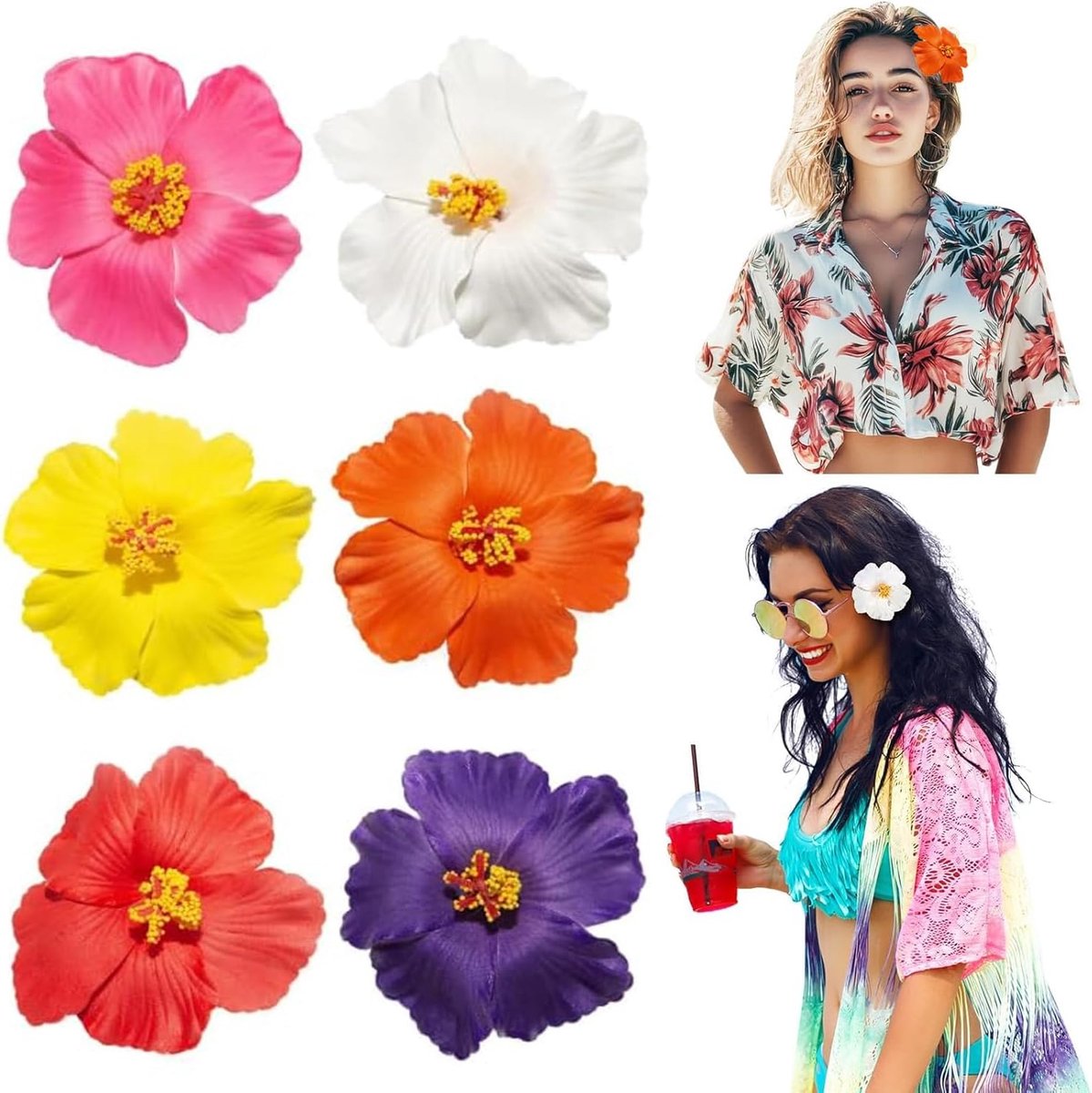 Haarspelden bloemen haarspelden kunstbloem clips plumeria clip haarspeld plumeria hibiscus haarspeld bruid bruiloft haarspeld zomer strand (6, Hawaii)